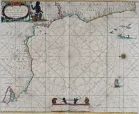 Picture 27 of 40 from Atlas maritimus, or A book of charts : Describeing the sea coasts capes headlands sands shoals rocks and dangers the bayes roads harbors rivers and ports, in most of the knowne parts of the world. With the true courses and distances, from one place to another : Gathered from the latest and best discoveryes, that have bin made by divers able and experienced navigators of our English nation : Accomodated with an hydrographicall description of the whole world (1672), leaf 68