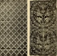 Picture 109 of 482 from Decorative textiles; an illustrated book on coverings for furniture, walls and floors, including damasks, brocades and velvets, tapestries, laces, embroideries, chintzes, cretonnes, drapery and furniture trimmings, wall papers, carpets and rugs, tooled and illuminated leathers (1918), leaf 105