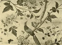 An illustration from Decorative textiles; an illustrated book on coverings for furniture, walls and floors, including damasks, brocades and velvets, tapestries, laces, embroideries, chintzes, cretones, drapery and furniture trimmings, wall papers, carpets and rugs, tooled and illuminated leathers (1918)
