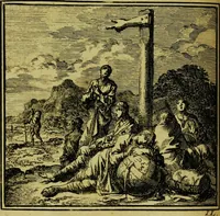 Picture 30 of 50 from De onwaardige wereld: vertoond in vyftig zinnebeelden, met godlyke spreuken en stichtelyke verzen (1710), leaf 138