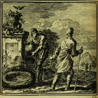 Picture 34 of 50 from De onwaardige wereld: vertoond in vyftig zinnebeelden, met godlyke spreuken en stichtelyke verzen (1710), leaf 154