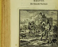Picture 38 of 50 from De onwaardige wereld: vertoond in vyftig zinnebeelden, met godlyke spreuken en stichtelyke verzen (1710), leaf 166