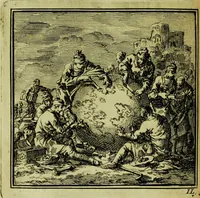 An illustration from De onwaardige wereld: vertoond in vyftig zinnebeelden, met godlyke spreuken en stichtelyke verzen (1710)