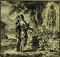 Picture 50 of 50 from De onwaardige wereld: vertoond in vyftig zinnebeelden, met godlyke spreuken en stichtelyke verzen (1710), leaf 214