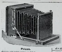 An illustration from 1907 price list, cancelling previous lists, of light filters, cameras, and all materials for orthochromatic and colour photography : scientific instruments for light measurement, photo spectroscopes, photo micrographic appliances, etc. (1907)