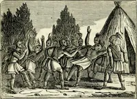 An illustration from The tongue of time, and star of the states: [electronic resource]: a system of human nature, with the phenomena of the heavens and earth. : American antiquities, remains of giants, geology, volcanoes, Egyptian and Indian magic, diet, dress, drinks, diseases, sleep, somnambulism, trances, resuscitation. : Also an account of persons with two souls, and of five persons who told colors by the touch (1840)