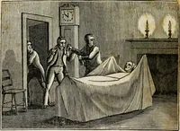 An illustration from The tongue of time, and star of the states: [electronic resource]: a system of human nature, with the phenomena of the heavens and earth. : American antiquities, remains of giants, geology, volcanoes, Egyptian and Indian magic, diet, dress, drinks, diseases, sleep, somnambulism, trances, resuscitation. : Also an account of persons with two souls, and of five persons who told colors by the touch (1840)