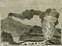 An illustration from The tongue of time, and star of the states: [electronic resource]: a system of human nature, with the phenomena of the heavens and earth. : American antiquities, remains of giants, geology, volcanoes, Egyptian and Indian magic, diet, dress, drinks, diseases, sleep, somnambulism, trances, resuscitation. : Also an account of persons with two souls, and of five persons who told colors by the touch (1840)