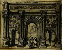 An illustration from Le cose marauigliose dell' alma citta di Roma: doue si tratta delle chiese,stationi, relique et corpi santi : con la guida romana : i nomi de sommi pontefici, imperatori et altri principi, Christiani, con le prencipal' poste d'Italia (1625)