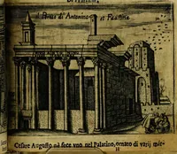An illustration from Le cose marauigliose dell' alma citta di Roma: doue si tratta delle chiese,stationi, relique et corpi santi : con la guida romana : i nomi de sommi pontefici, imperatori et altri principi, Christiani, con le prencipal' poste d'Italia (1625)