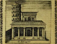 An illustration from Le cose marauigliose dell' alma citta di Roma: doue si tratta delle chiese,stationi, relique et corpi santi : con la guida romana : i nomi de sommi pontefici, imperatori et altri principi, Christiani, con le prencipal' poste d'Italia (1625)
