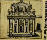 An illustration from Le cose marauigliose dell' alma citta di Roma: doue si tratta delle chiese,stationi, relique et corpi santi : con la guida romana : i nomi de sommi pontefici, imperatori et altri principi, Christiani, con le prencipal' poste d'Italia (1625)