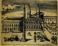 An illustration from Le cose marauigliose dell' alma citta di Roma: doue si tratta delle chiese,stationi, relique et corpi santi : con la guida romana : i nomi de sommi pontefici, imperatori et altri principi, Christiani, con le prencipal' poste d'Italia (1625)