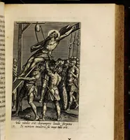 An illustration from Sacrum sanctuarium crucis et patientiae crucifixorum et cruciferorum, emblematicis imaginibus laborantium et aegrotantium ornatum: artifices gloriosi nouae artis bene viuendi et moriendi secundum rationem regulae et circini (1634)