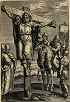 An illustration from Sacrum sanctuarium crucis et patientiae crucifixorum et cruciferorum, emblematicis imaginibus laborantium et aegrotantium ornatum: artifices gloriosi nouae artis bene viuendi et moriendi secundum rationem regulae et circini (1634)