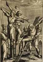 An illustration from Sacrum sanctuarium crucis et patientiae crucifixorum et cruciferorum, emblematicis imaginibus laborantium et aegrotantium ornatum: artifices gloriosi nouae artis bene viuendi et moriendi secundum rationem regulae et circini (1634)