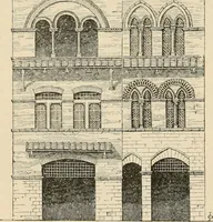 An illustration from An encyclopaedia of architecture, historical, theoretical, & practical. New ed., rev., portions rewritten, and with additions by Wyatt Papworth (1888)