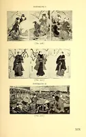 An illustration from 400 Japanese Color Prints Collected by Arnold Genthe Notable Examples of the Important Ukiyoye Artists. A Page from Harunobu's Maneyemon, Utamaro's Early Print after a Harunobu Painting, Shuncho's "Promenade," Hiroshige's "Misty Moonlight," Hokusai's "Return from the Picnic." Pillar Prints by Toyonobu, Haruji, Kiyonaga, Koriusai, Masunobu, Yeishin, Triptychs by Utamaro, Toyokuni I., Yeizan. Eighty Surimono in Flawless Condition, Including Examples by Shunman, Gakutei, Hokusai, Shinsai (1917)