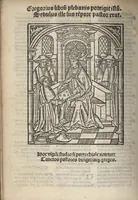 An illustration from Parrochiale curatorum prestantissimi sacre theologie : necnon jurispontificii doctoris et artium magistri, ac ecclesie Pataviensis canonici domini Michaelis Lochmaier. Huc properate gregis preciosa morte redempti rectores : vobis scribitur iste liber. Condita si vultis hic cuncta revolvere scripta : vobis, et gregibus pascua leta dabunt. (1509)