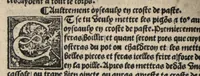 An illustration from Platine en françoys, tres utile et necessaire pour le corps humain, qui traicte de honneste volupte et de toutes viandes et choses que lhomme mange : quelles vertus ont : et en quoy nuysent ou prouffitent au corps humain et comment se doyvent apprester ou appareiller : et de faire a chascune dicelles viandes soit chair ou poisson sa propre sausce : et des proprietez et vertus que ont lesdictes viandes. Et du lieu et place convenable a lhomme pour habiter : et de plusieurs aultres gentillesses parquoy lhomme se peult maintenir en prosperite et sante sans avoir grant indigence davoir aultre medecin sil est homme de raison. (1519)