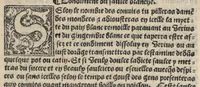 An illustration from Platine en françoys, tres utile et necessaire pour le corps humain, qui traicte de honneste volupte et de toutes viandes et choses que lhomme mange : quelles vertus ont : et en quoy nuysent ou prouffitent au corps humain et comment se doyvent apprester ou appareiller : et de faire a chascune dicelles viandes soit chair ou poisson sa propre sausce : et des proprietez et vertus que ont lesdictes viandes. Et du lieu et place convenable a lhomme pour habiter : et de plusieurs aultres gentillesses parquoy lhomme se peult maintenir en prosperite et sante sans avoir grant indigence davoir aultre medecin sil est homme de raison. (1519)
