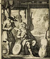 Picture 56 of 141 from Spiegel van het menselyk bedryf: vertoonende honderd verscheiden ambachten, konstig afgebeeld en met godlyke spreuken en stichtelyke verzen verryke (1730), leaf 121