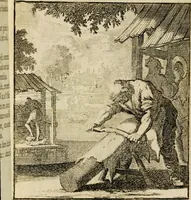 Picture 60 of 141 from Spiegel van het menselyk bedryf: vertoonende honderd verscheiden ambachten, konstig afgebeeld en met godlyke spreuken en stichtelyke verzen verryke (1730), leaf 129
