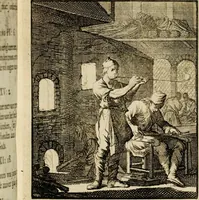Picture 68 of 141 from Spiegel van het menselyk bedryf: vertoonende honderd verscheiden ambachten, konstig afgebeeld en met godlyke spreuken en stichtelyke verzen verryke (1730), leaf 145