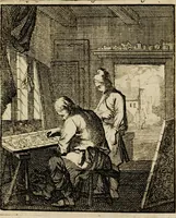 Picture 83 of 141 from Spiegel van het menselyk bedryf: vertoonende honderd verscheiden ambachten, konstig afgebeeld en met godlyke spreuken en stichtelyke verzen verryke (1730), leaf 175