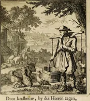 Picture 94 of 141 from Spiegel van het menselyk bedryf: vertoonende honderd verscheiden ambachten, konstig afgebeeld en met godlyke spreuken en stichtelyke verzen verryke (1730), leaf 197