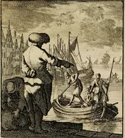 Picture 95 of 141 from Spiegel van het menselyk bedryf: vertoonende honderd verscheiden ambachten, konstig afgebeeld en met godlyke spreuken en stichtelyke verzen verryke (1730), leaf 199