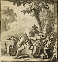 Picture 101 of 141 from Spiegel van het menselyk bedryf: vertoonende honderd verscheiden ambachten, konstig afgebeeld en met godlyke spreuken en stichtelyke verzen verryke (1730), leaf 211