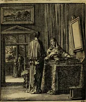 An illustration from Spiegel van het menselyk bedryf: vertoonende honderd verscheiden ambachten, konstig afgebeeld en met godlyke spreuken en stichtelyke verzen verryke (1730)