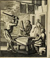 Picture 14 of 141 from Spiegel van het menselyk bedryf: vertoonende honderd verscheiden ambachten, konstig afgebeeld en met godlyke spreuken en stichtelyke verzen verryke (1730), leaf 37