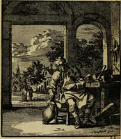 Picture 136 of 141 from Spiegel van het menselyk bedryf: vertoonende honderd verscheiden ambachten, konstig afgebeeld en met godlyke spreuken en stichtelyke verzen verryke (1730), leaf 382