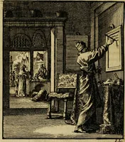 Picture 140 of 141 from Spiegel van het menselyk bedryf: vertoonende honderd verscheiden ambachten, konstig afgebeeld en met godlyke spreuken en stichtelyke verzen verryke (1730), leaf 402