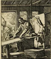 Picture 18 of 141 from Spiegel van het menselyk bedryf: vertoonende honderd verscheiden ambachten, konstig afgebeeld en met godlyke spreuken en stichtelyke verzen verryke (1730), leaf 45