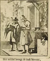 Picture 22 of 141 from Spiegel van het menselyk bedryf: vertoonende honderd verscheiden ambachten, konstig afgebeeld en met godlyke spreuken en stichtelyke verzen verryke (1730), leaf 53
