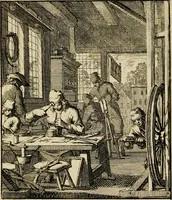 Picture 23 of 141 from Spiegel van het menselyk bedryf: vertoonende honderd verscheiden ambachten, konstig afgebeeld en met godlyke spreuken en stichtelyke verzen verryke (1730), leaf 55