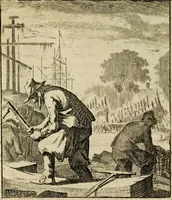 Picture 38 of 141 from Spiegel van het menselyk bedryf: vertoonende honderd verscheiden ambachten, konstig afgebeeld en met godlyke spreuken en stichtelyke verzen verryke (1730), leaf 85