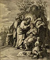 An illustration from Sacrum oratorium piarum imaginum immaculatae Mariae et animae creatae ac baptismo, poenitentia, et eucharistia innouatae [electronic resource]: ars noua bene viuendi et moriendi, sacris piarum imaginum emblematis figurata & illustrata (1634)