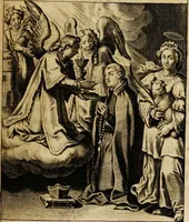 An illustration from Sacrum oratorium piarum imaginum immaculatae Mariae et animae creatae ac baptismo, poenitentia, et eucharistia innouatae [electronic resource]: ars noua bene viuendi et moriendi, sacris piarum imaginum emblematis figurata & illustrata (1634)