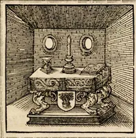 An illustration from Hadriani Iunii medici Emblemata, ad D. Arnoldum Cobelium [electronic resource]: eiusdem Aenigmatum libellus, ad D. Arnoldum Rosenbergum (1565)