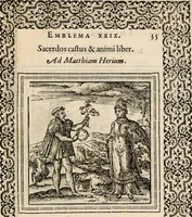 An illustration from Hadriani Iunii medici Emblemata, ad D. Arnoldum Cobelium [electronic resource]: eiusdem Aenigmatum libellus, ad D. Arnoldum Rosenbergum (1565)