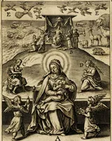An illustration from Paradisus sponsi et sponsae: in quo messis myrrhae et aromatum ex instrumentis ac mysterijs passionis Christi colligenda, vt ei commoriamur : et, Pancarpium Marianum, septemplici titulorum serie distinctum, vt in B. Virginis odorem curramus, et Christus formetur in nobis (1618)