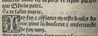 An illustration from Icy commence le psaultier de la tressacree Vierge Marie mere de Jesu Crist saulveur de tout lhumain lignage compose par le docteur seraphicque Monseigneur sainct Bonaventure evesque dalbanie et cardinal de Rome lequel a este nouvellement translate de latin en françoys a lhonneur et louenge dicelle tres digne Vierge. (1509)