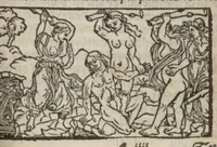 An illustration from Le mirouer du regime et gouvernement du corps & de lame : compose par le saige Caton senateur romain : auquel est comprins deux cens & ung commandement : soubz lesquelz sont comprinses plusieurs exemples aornees de plusieurs figures. (1543)