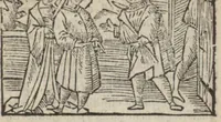 An illustration from Le mirouer du regime et gouvernement du corps & de lame : compose par le saige Caton senateur romain : auquel est comprins deux cens & ung commandement : soubz lesquelz sont comprinses plusieurs exemples aornees de plusieurs figures. (1543)
