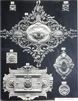 An illustration from A. Auberlet: Stone carving, Wood, Marble Interior and Exterior Stone and Cardboard-Plaster for Artistic Ornamentation, such as Castles, Churches, Hotels, Houses, Public Monuments. Projects, Models and Drawings of all styles. Export to France and Abroad. (1890)