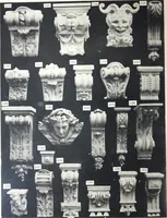 An illustration from A. Auberlet: Stone carving, Wood, Marble Interior and Exterior Stone and Cardboard-Plaster for Artistic Ornamentation, such as Castles, Churches, Hotels, Houses, Public Monuments. Projects, Models and Drawings of all styles. Export to France and Abroad. (1890)